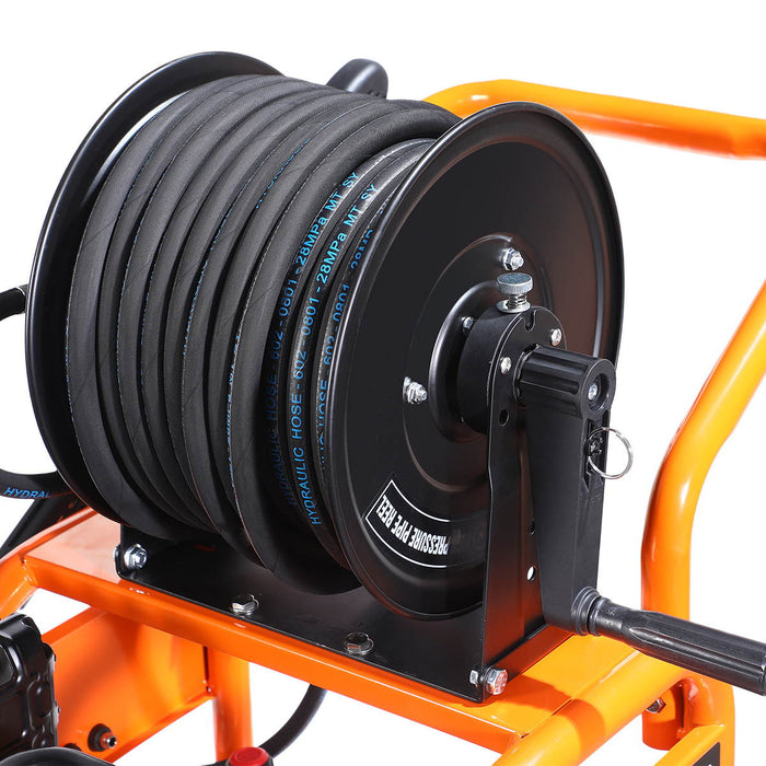 4000 PSI Gas Pressure Washer, 4 GPM, 500cc Gas Engine, Industrial Triplex Pump, 98' Hose Reel, TMG-GPW40R