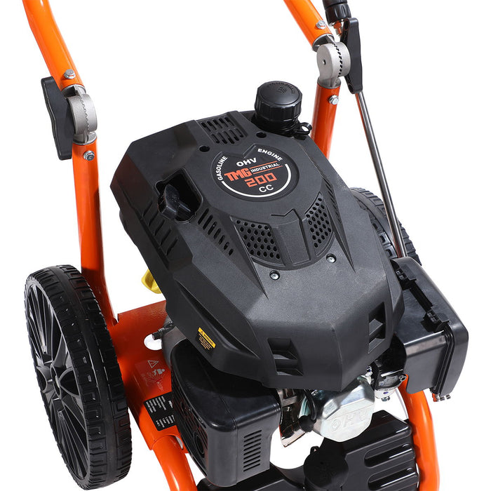 2900 PSI Gas Pressure Washer, 2.5 GPM, 200cc Gas Engine, 25' Hose, 12" Wheels, Fold-Down Handle, TMG-GPW30RV