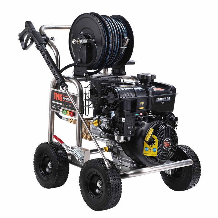 3600 PSI Gas Pressure Washer, 4 GPM, 408cc Vanguard Engine, AR Industrial Triplex Pump, 98' Hose Reel, TMG-GPW36BS