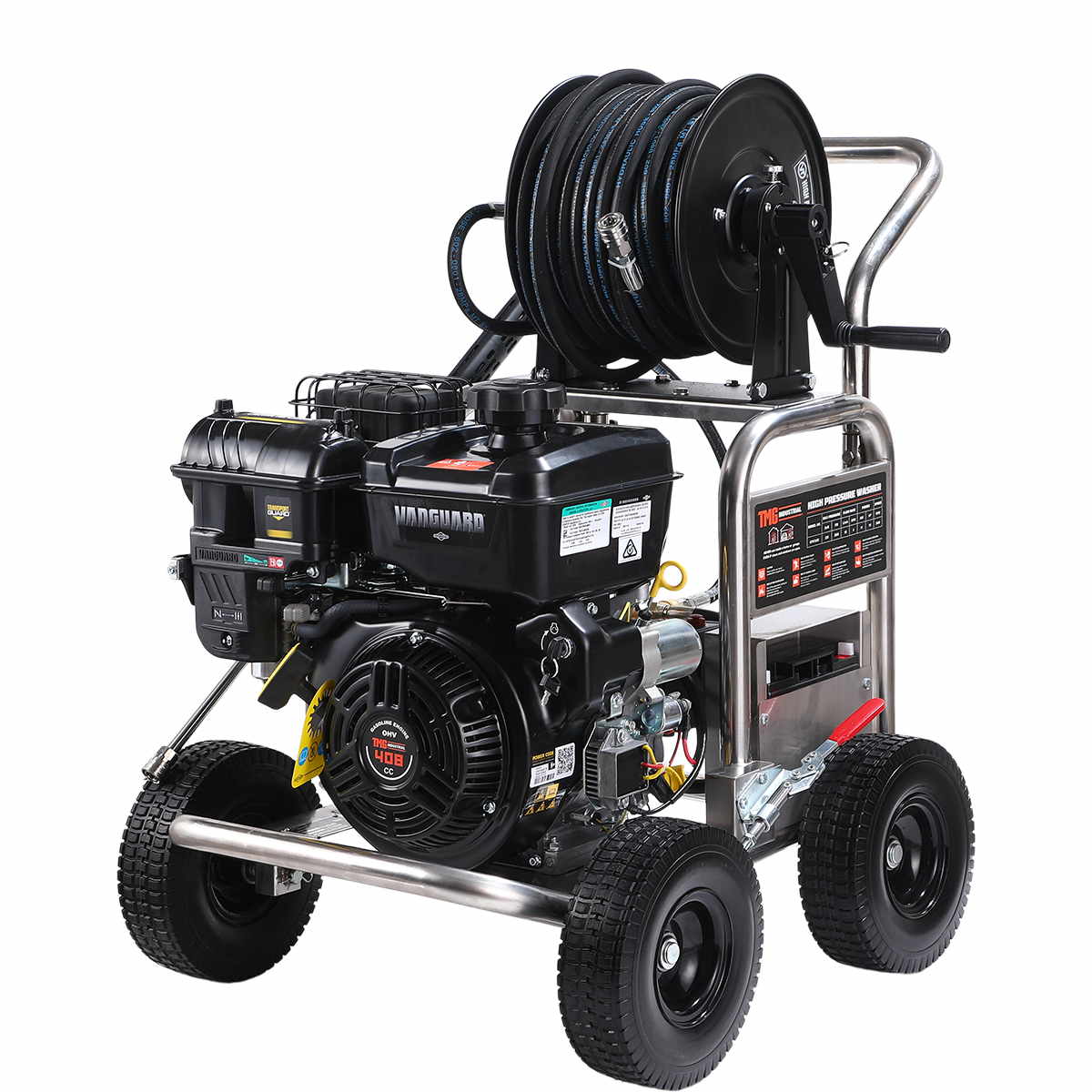 3600 PSI Gas Pressure Washer, 4 GPM, 408cc Vanguard Engine, AR Industrial Triplex Pump, 98' Hose Reel, TMG-GPW36BS