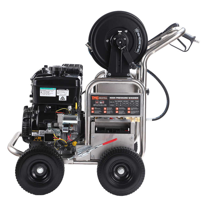 3600 PSI Gas Pressure Washer, 4 GPM, 408cc Vanguard Engine, AR Industrial Triplex Pump, 98' Hose Reel, TMG-GPW36BS