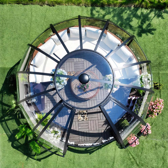 Nordic Series 10' Skydome Sunroom Greenhouse, 8' Height Dome Pavilion, Heavy-Duty Aluminum Frame, Clear Solid Polycarbonate Panels TMG-GHN1008D