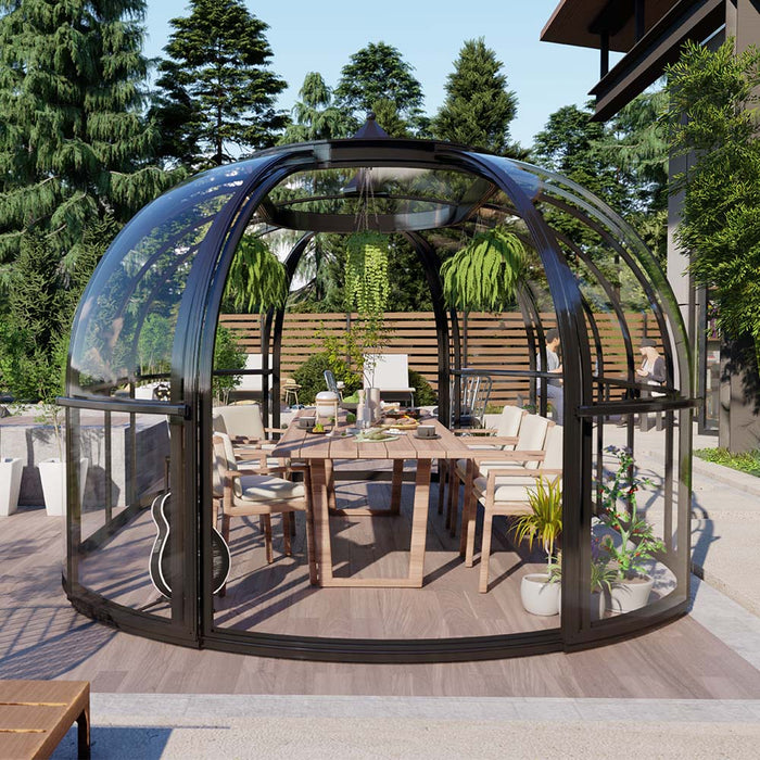 Nordic Series 15' x 10' Oval SkyDome Sunroom Greenhouse, 8' Height Dome Pavilion, Heavy-Duty Aluminum Frame, Clear Solid Polycarbonate Panels TMG-GHN1510V