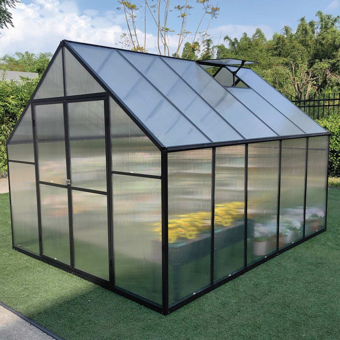 6' x 8' Greenhouse with Polycarbonate Roof and Walls, Durable Aluminum Frame, Quick Assembly, Essential Series, TMG-GHE0608