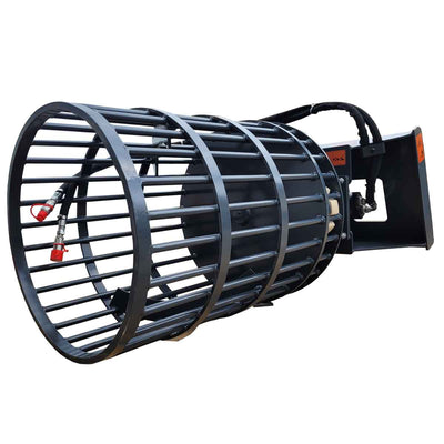 TMG-SRP32 Skid-Steer Rotary Rock Picker, 30″ drum with 1,250 lb load capacity, NM400 wear resistant steel, universal quick-attach mount
