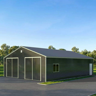 30' x 40' Metal Garage Shed Steel Building, 35 PSF Snow Load Rated, 10' Front Doors, Side Entry Door, Engineering Drawing TMG-MSE3040-SR35