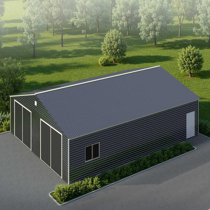 30' x 40' Metal Garage Shed Steel Building, 35 PSF Snow Load Rated, 10' Front Doors, Side Entry Door, Engineering Drawing TMG-MSE3040-SR35