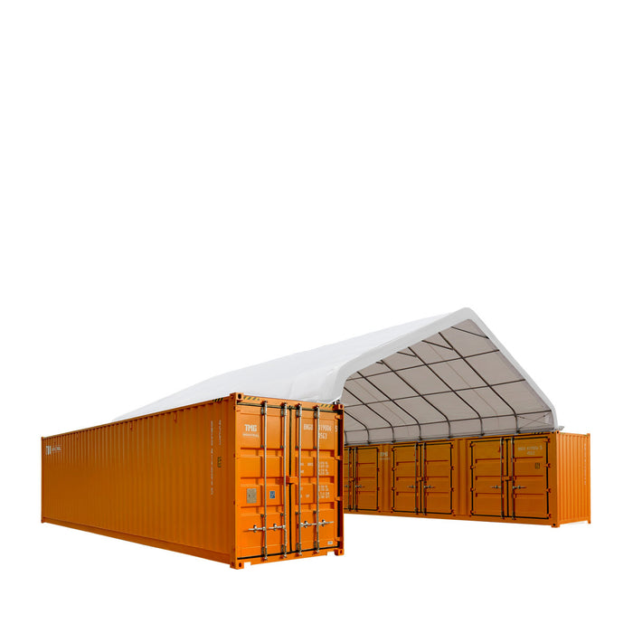 TMG-ST3042CE 30' x 40' PE fabric container peak roof shelter, fire retardant and UV protected