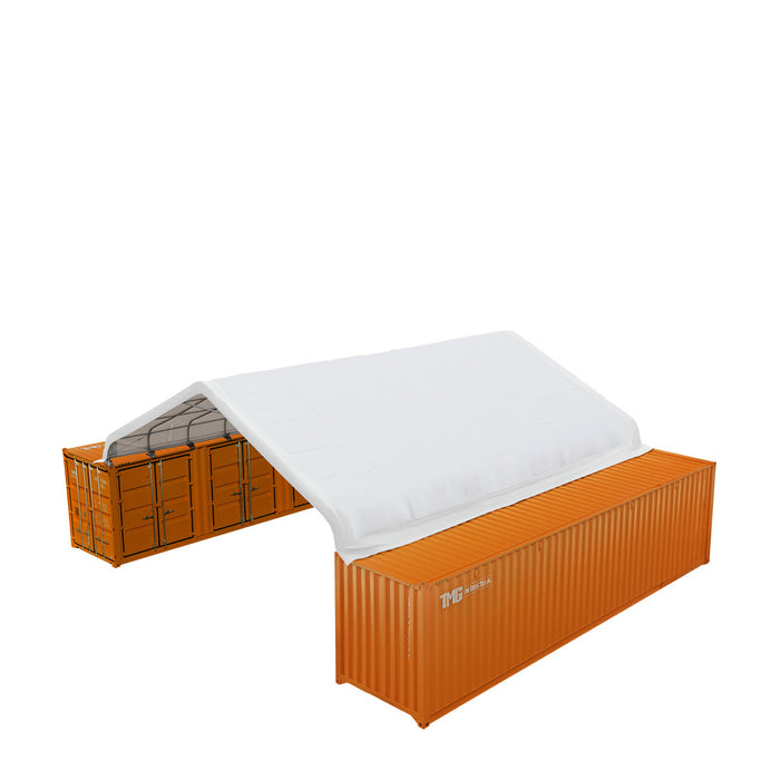 TMG-ST3042CE 30' x 40' PE fabric container peak roof shelter, fire retardant and UV protected