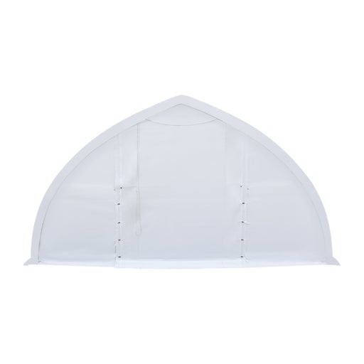 TMG-ST3062V 30x60 peak ceiling storage shelter with heavy duty 17 oz PVC cover, galvanized steel frame, and drive-through roll-up doors for equipment storage