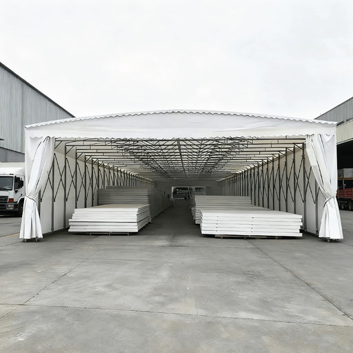 TMG-ST3350M retractable shelter, 33' x 50', 27 oz PVC, galvanized frame