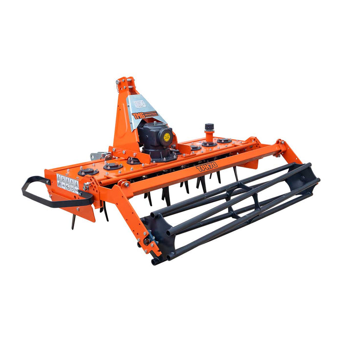 67" Rotary Power Harrow with Pipe roller, 40-70 HP Tractor, 3-Point Hitch, Cat 1 & 2, TMG-TPH70