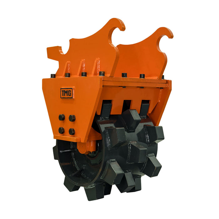 25" Compaction Wheel for 10-18 Ton Excavators, Quick-Change, 24 Tamping Pads, TMG-ECW25