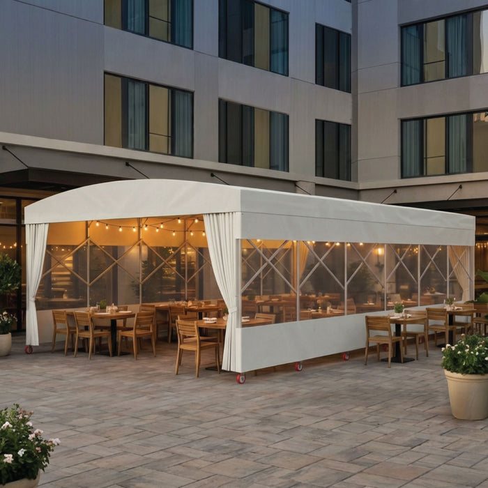 30' x 40' Retractable Mobile Shelter, 13' Clearance, 6" Nylon Casters, 17 oz PVC Cover, TMG-STM3040