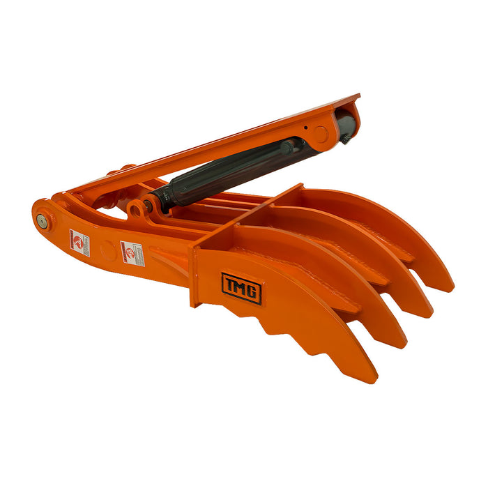 Hydraulic Thumb for 10-18 Ton Excavators, 4 Tines, Weld-On Base Plate, TMG-EHT18