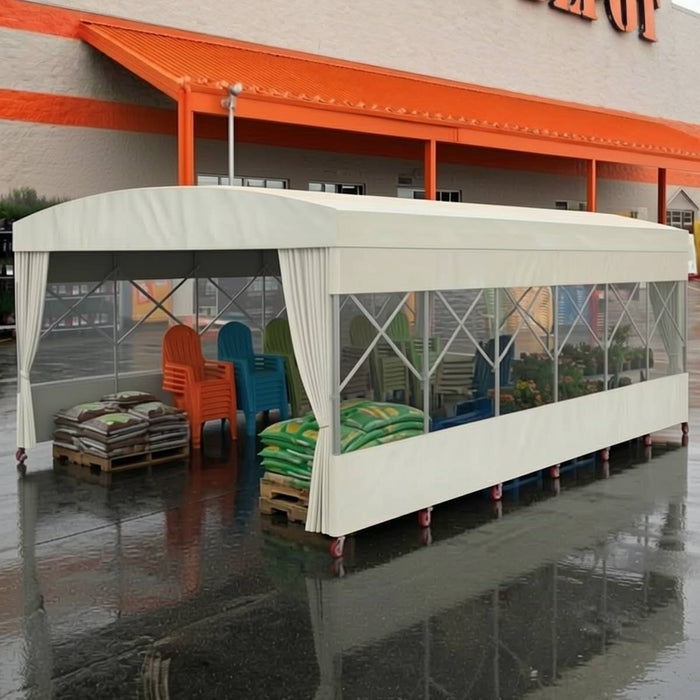 20' x 30' Retractable Mobile Shelter, 9'10" Clearance, 6" Nylon Caster, 17 oz PVC Cover, TMG-STM2030