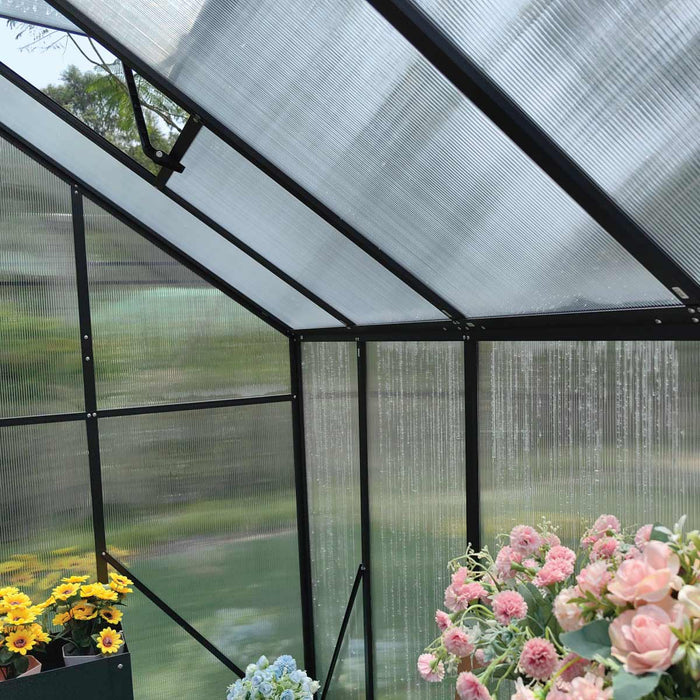6' x 10' Greenhouse with Polycarbonate Roof and Walls, Durable Aluminum Frame, Quick Assembly, Essential Series, TMG-GHE0610