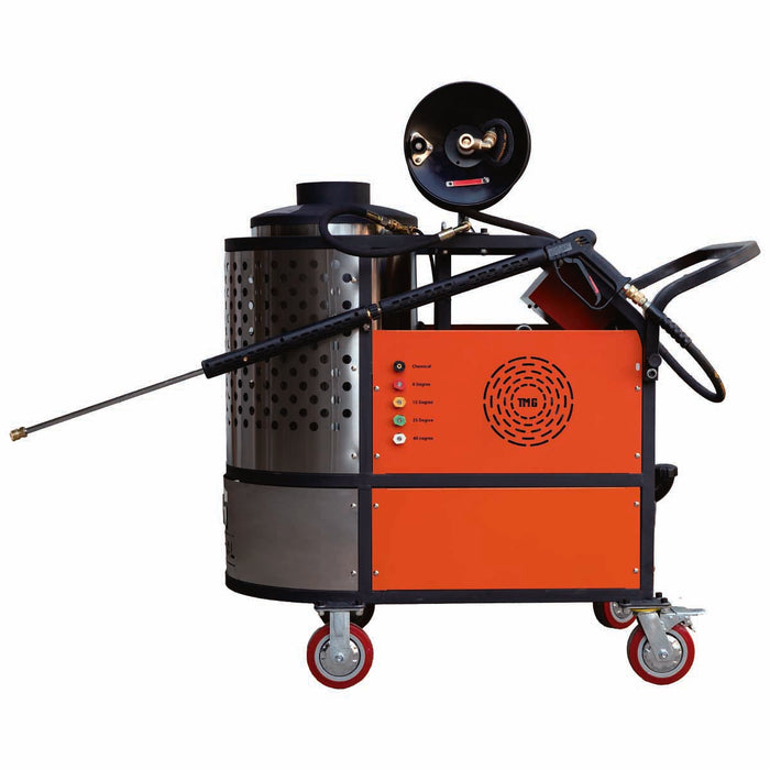 4000 PSI hot water pressure washer with 85ft hose reel and 7.5 HP electric motor TMG-HW42E