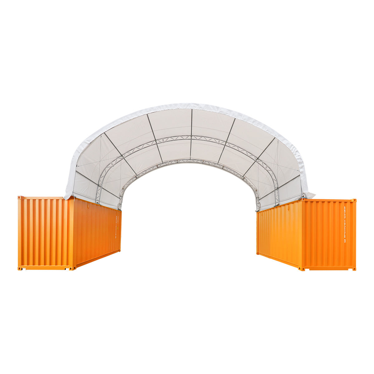TMG-DT4022C 40' x 20' dual truss container shelter with heavy duty 21 oz PVC cover
