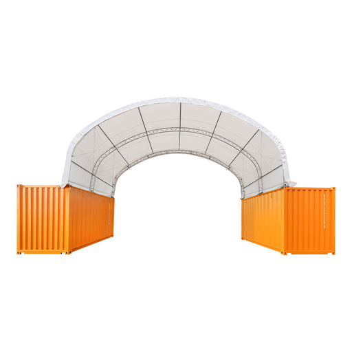 TMG-DT4022C 40' x 20' dual truss container shelter with heavy duty 21 oz PVC cover
