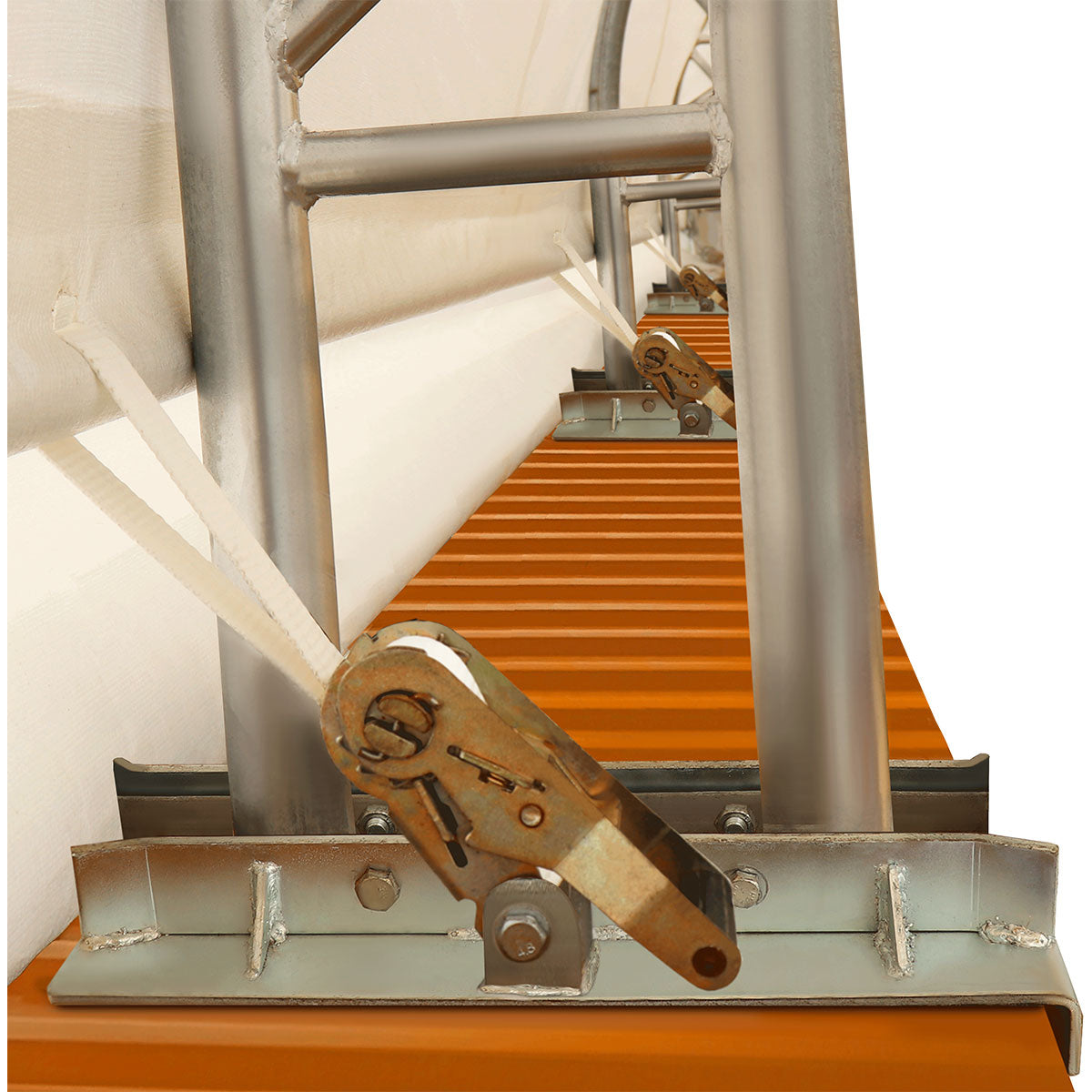 TMG-DT4022C 40' x 20' dual truss container shelter with heavy duty 21 oz PVC cover
