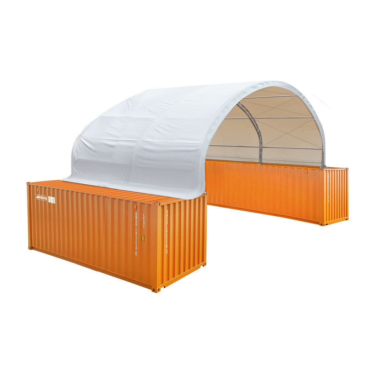 TMG-DT4022C 40' x 20' dual truss container shelter with heavy duty 21 oz PVC cover
