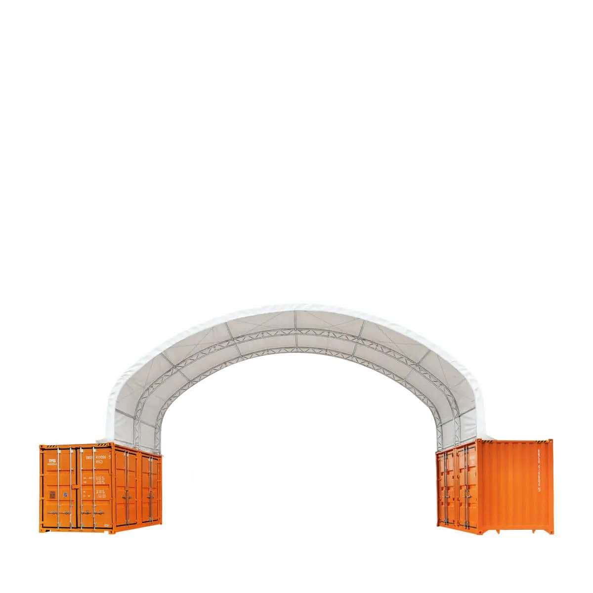 TMG-DT4022C 40' x 20' dual truss container shelter with heavy duty 21 oz PVC cover
