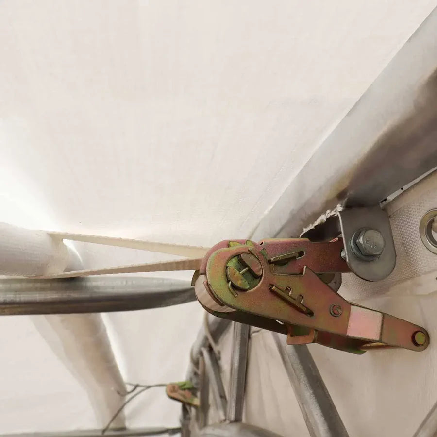 TMG-DT4022C 40' x 20' dual truss container shelter with heavy duty 21 oz PVC cover
