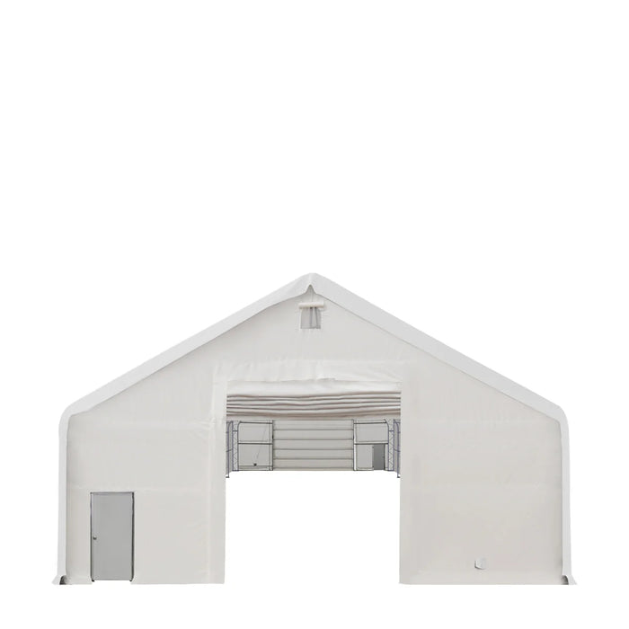 Snow Series™ 40' x 40' Dual Truss Storage Shelter, 25 PSF Snow Load Rated, Engineering Drawing, Heavy Duty 21 oz PVC Cover & Drive Through Doors, TMG-DTE4040-SR25