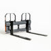 42" pallet fork for skid steer with heavy-duty Class II forks, 4,200 lbs capacity, and wide guard, TMG-SPF42