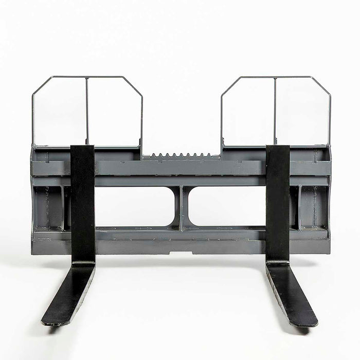 42" pallet fork for skid steer with heavy-duty Class II forks, 4,200 lbs capacity, and wide guard, TMG-SPF42