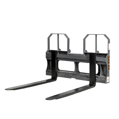 48" pallet fork for skid steer with heavy-duty Class II forks, 4,200 lbs capacity, and wide guard, TMG-SPF48