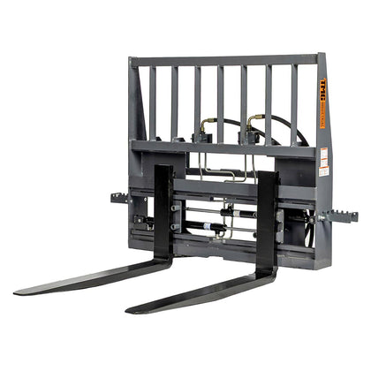 Fourche à palettes 48" pour chargeur compact, fourches classe II intensif, déport latéral hydraulique, capacité de 4 200 lb et large garde, TMG-SPF48S