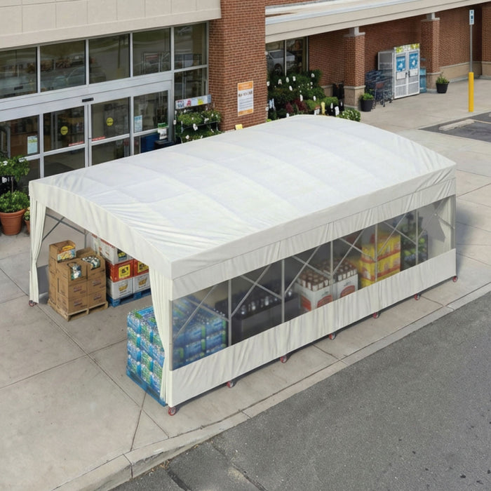 30' x 40' Retractable Mobile Shelter, 13' Clearance, 6" Nylon Casters, 17 oz PVC Cover, TMG-STM3040