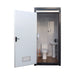 TMG FTS04 4ft portable washroom with ceramic toilet, triangular sink, solar powered exhaust fan, steel frame, EPS wall panels, and PVC wood grain floor