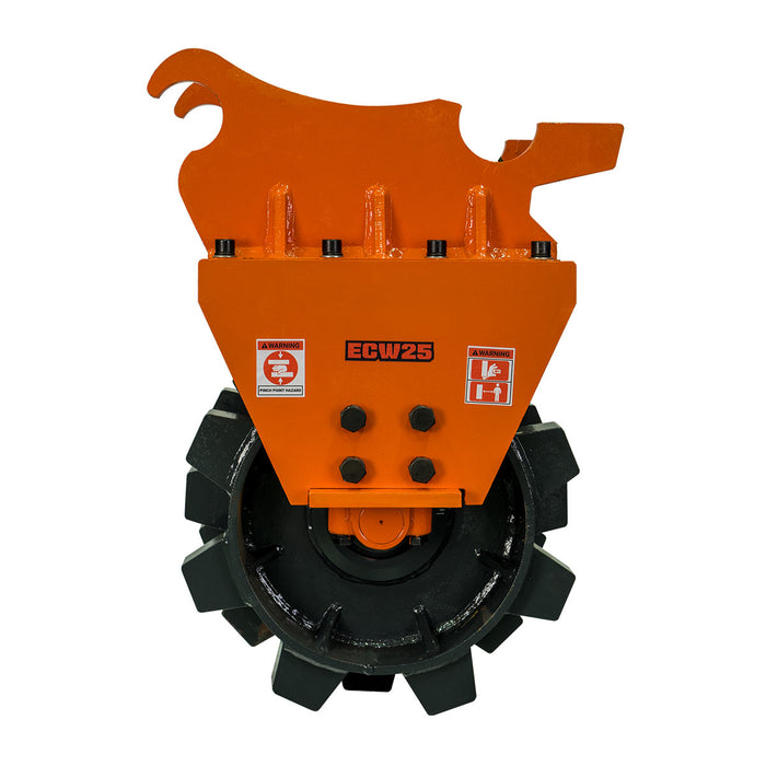 25" Compaction Wheel for 10-18 Ton Excavators, Quick-Change, 24 Tamping Pads, TMG-ECW25
