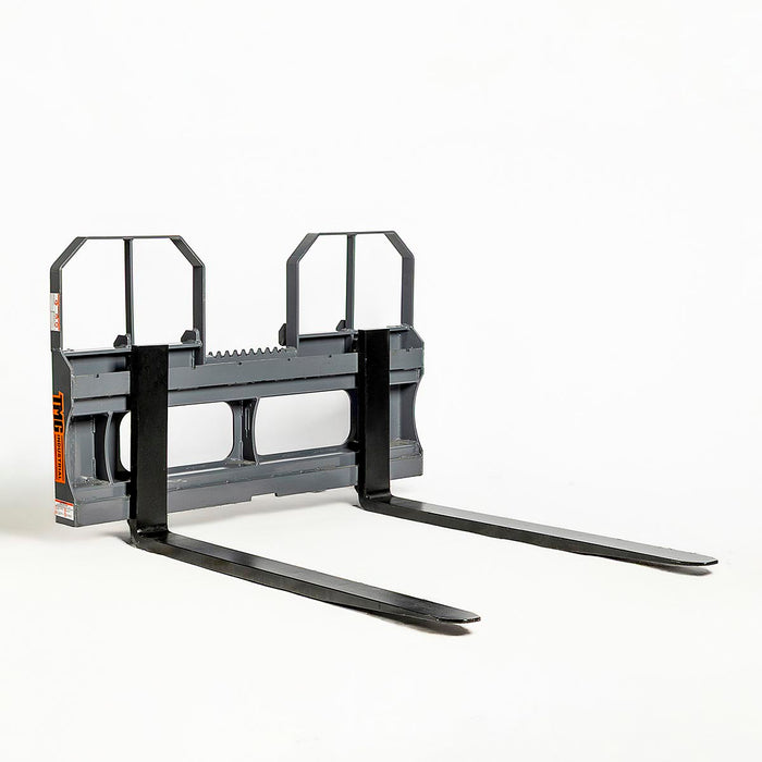 60" pallet fork for skid steer with heavy-duty Class II forks, 4,200 lbs capacity, and wide guard, TMG-SPF60