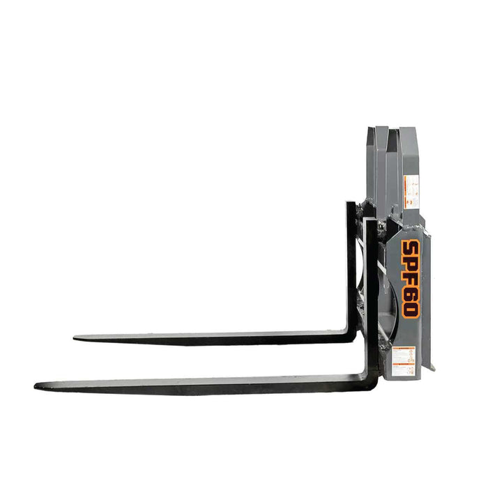 60" pallet fork for skid steer with heavy-duty Class II forks, 4,200 lbs capacity, and wide guard, TMG-SPF60