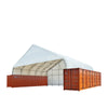 60' x 70' Dual Truss Container Shelter with Heavy Duty 28oz PVC Cover, Enclosed End Wall and Front Drop, TMG-DT6070CF