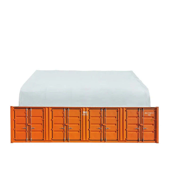 TMG-DT6070CF 60' x 70' dual truss container shelter with heavy duty 28oz PVC cover, enclosed end wall and front drop
