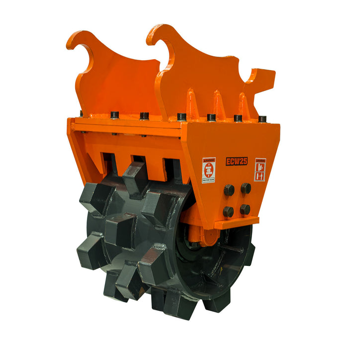 25" Compaction Wheel for 10-18 Ton Excavators, Quick-Change, 24 Tamping Pads, TMG-ECW25