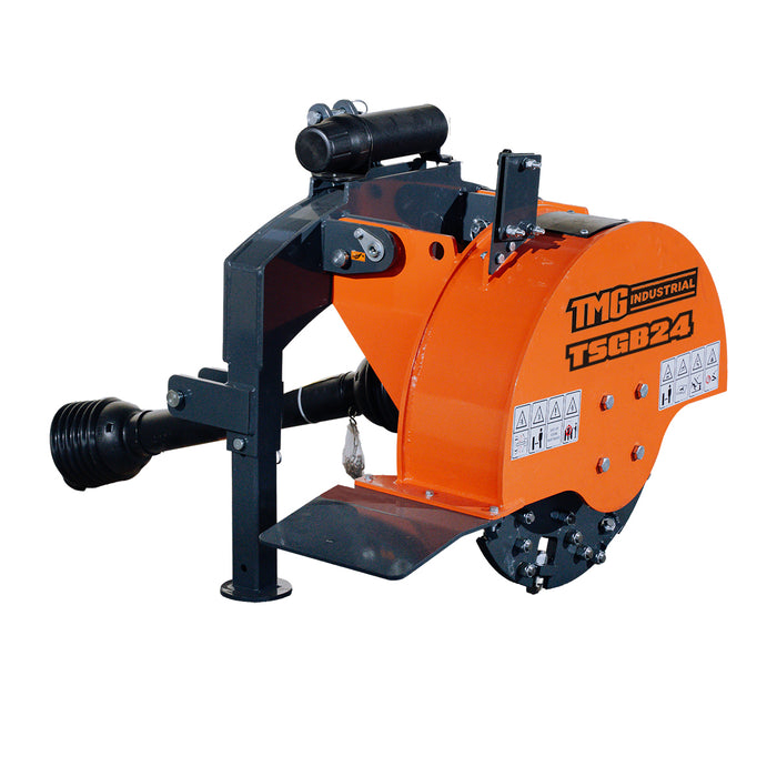 24" Stump Grinder, 3-Point Hitch Category 1, 34 Tungsten Carbide Teeth, for 20-50 HP Tractors, PTO Shaft Included, TMG-TSGB24