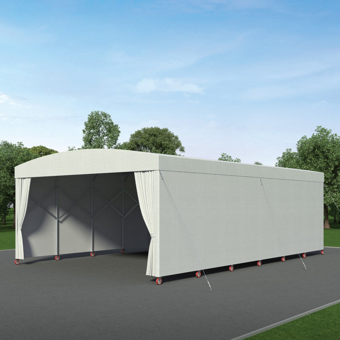 30' x 40' Retractable Mobile Shelter, 13' Clearance, 6" Nylon Casters, 17 oz PVC Cover, TMG-STM3040
