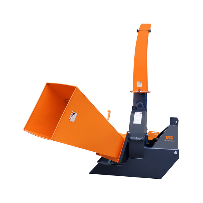 TMG Industrial Compact 3-Point Wood Chipper, 6" Chipping Capacity, Category 1 Hookup, 30-75 HP Tractor, PTO Shaft Included, TMG-WC65