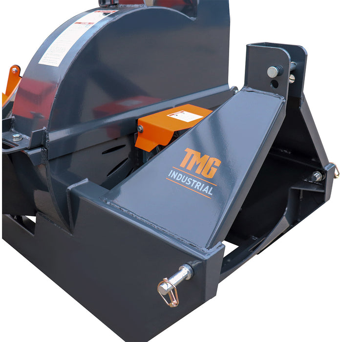 TMG Industrial Compact 3-Point Wood Chipper, 6" Chipping Capacity, Category 1 Hookup, 30-75 HP Tractor, PTO Shaft Included, TMG-WC65
