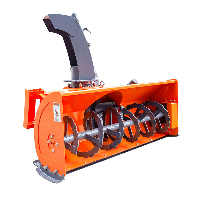 TMG Industrial 84” Skid Steer Snow Blower 45-75 HP Loader Required,  24” Diameter Impeller, 360° Snow Chute, TMG-SSB84