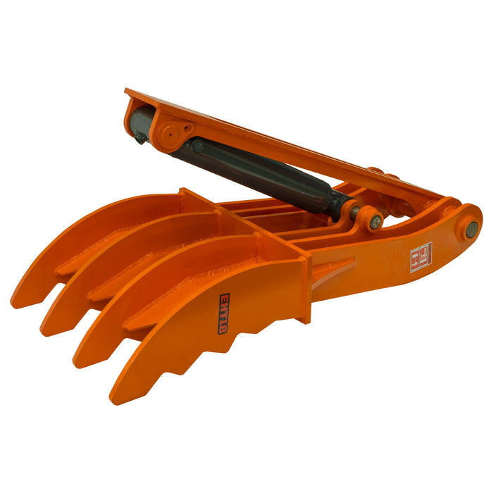 Hydraulic Thumb for 10-18 Ton Excavators, 4 Tines, Weld-On Base Plate, TMG-EHT18
