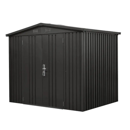 TMG Heavy Series™ 6' x 8' Galvanized Metal Shed, 79" Apex Roof, 50" x 68" Door Opening, TMG-MS0608-PRO