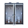 7' Portable Restroom with Two Private Stalls, Ceramic Toilets and Sinks, Solar-Powered Exhaust Fan TMG-FTD07