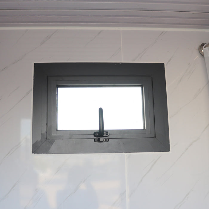 TMG-FTB76 portable shower bathroom, 7’, glass shower, ceramic toilet
